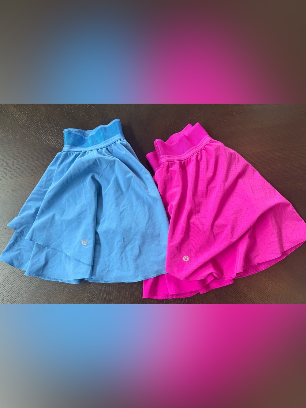 lululemon athletica blue and hot pink athletic skorts size 4